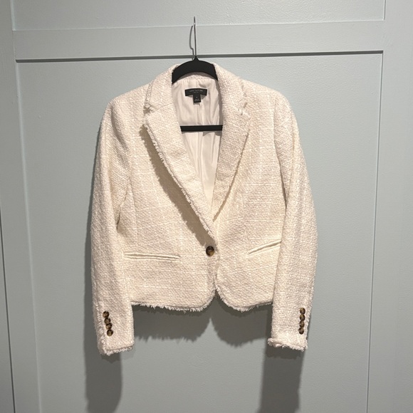 Ann Taylor Ivory Textured Tweed Blazer - Picture 2 of 11